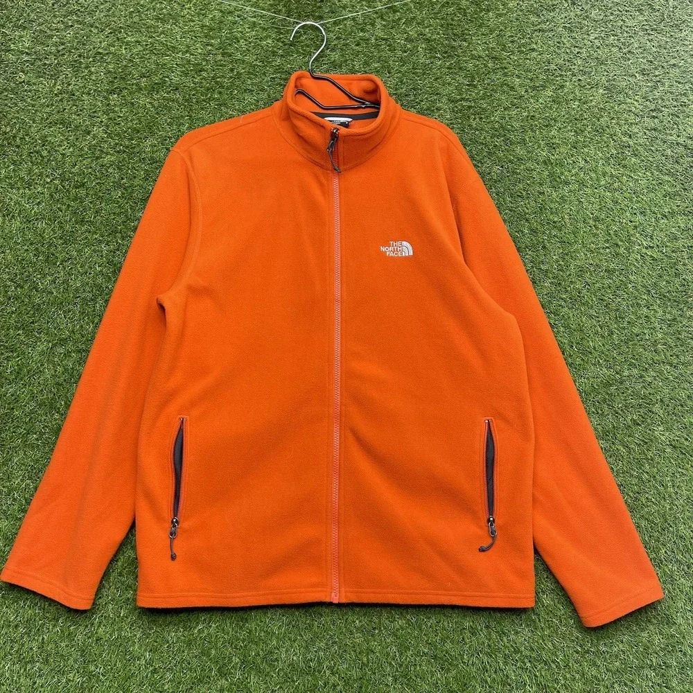 The North Face Glacier Pro Fleece Jacket Mens Large Orange Full Zip Hiking